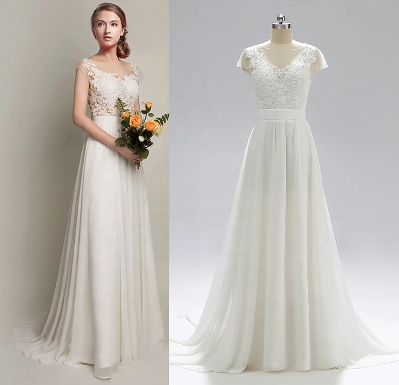 

FANWEIMEI#800 In Stock A-Line Real Picture Simple Classic Plus Size Tulle Lace Applique Open Back Wedding Dress Bridal gowns