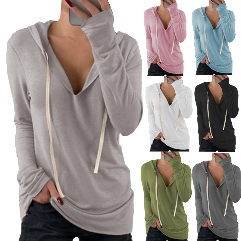 

WW-0139 V-neck Wool Unlined Upper Garment Unlined Upper Garment Render Hooded Fleece Single Female Blouse Tops Women Long Sleeve, Customized color