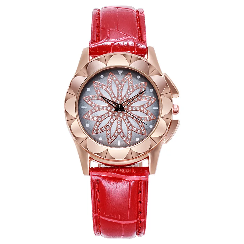 

Hot Selling flower dial cow leather Watch Fashion epoch ladies quartz watch, As pic
