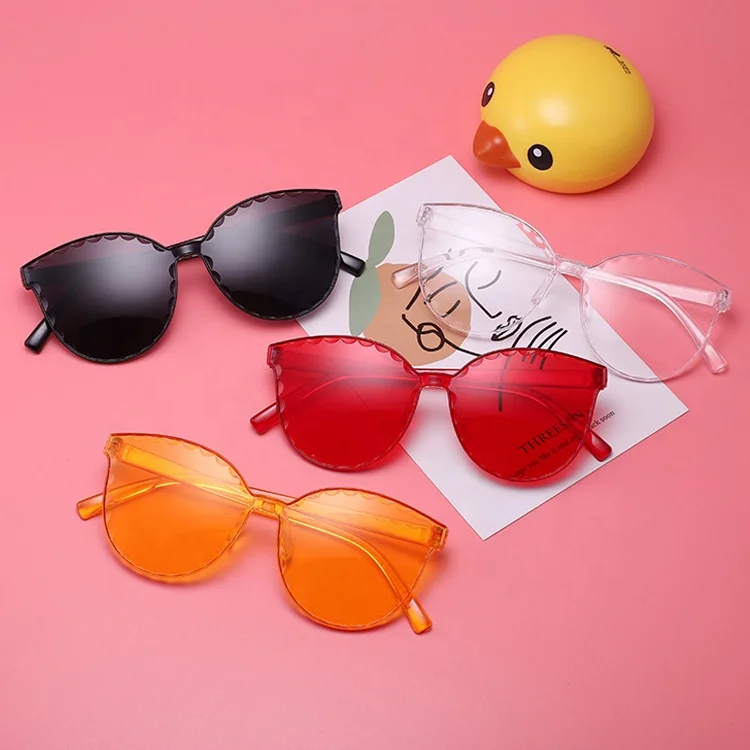 

DOISYER 2018 Fashion Children one piece colorful transparent frameless sunglasses for kids girls