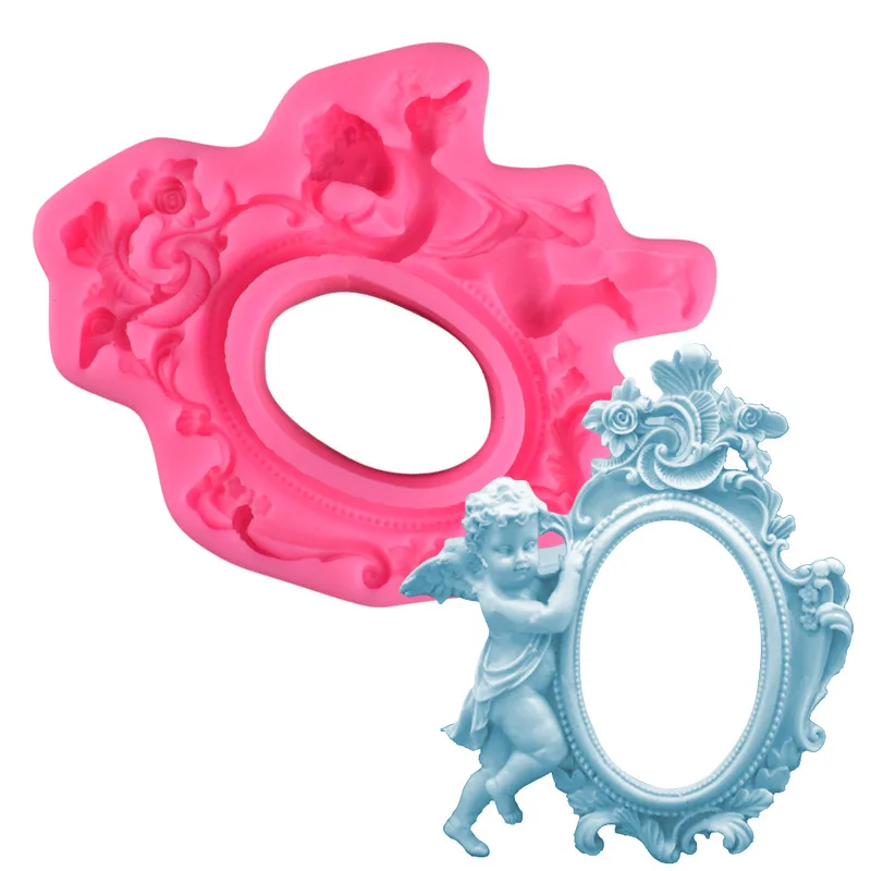 

Angel Frame Shape Fondant Silicone Mold Photo Frame Cake Decoration Mold Mousse Chocolate Mold Kitchen Accessories, As show