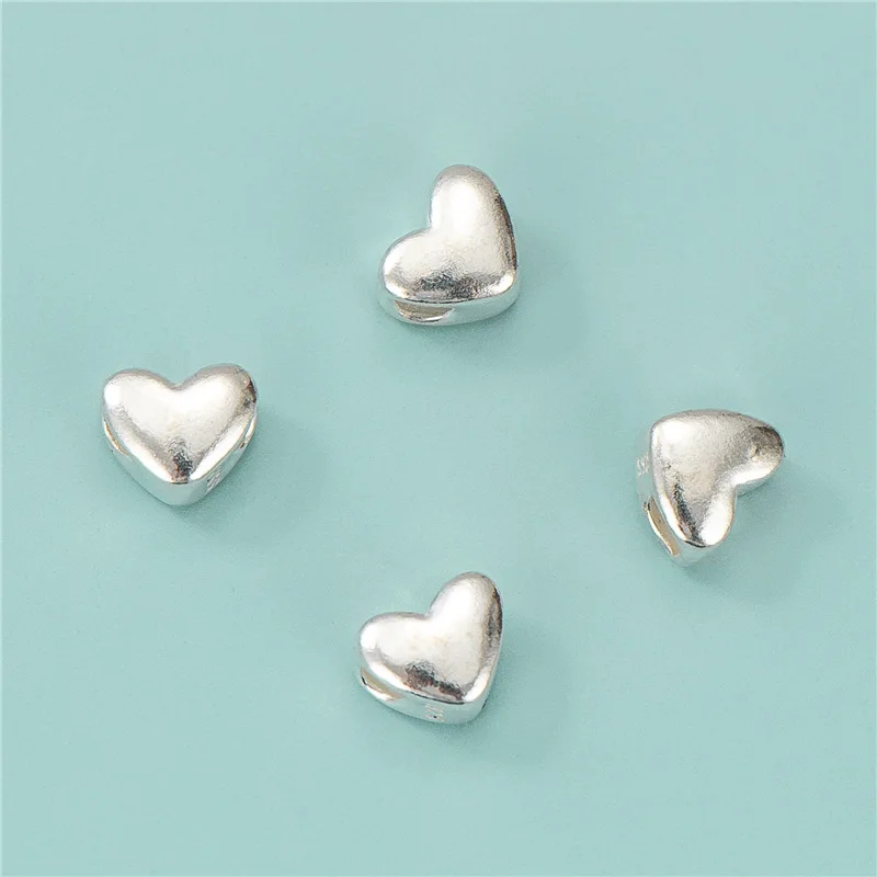 

Custom Heart Shape 925 Sterling Silver Spacer Beads for Weave Rope Bracelet Making