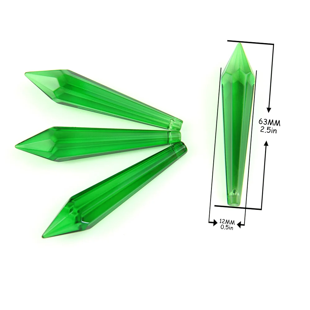 

Free Shipping Emerald/Green 10sets 14mm Chandelier Octagon Lighting Beads With Parts 76mm Icicle/U-Drop Prism Pendants For DIY, Dark green