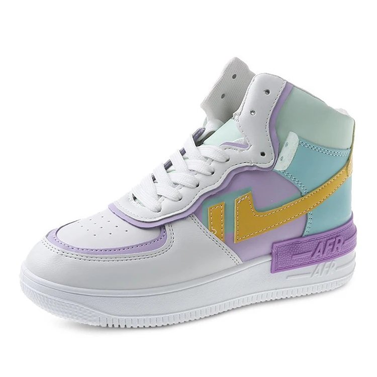 

Top selling youth fashion trend casual high top sneakers student walking shoes for girls,new styles white sneakers women, Purple,blue,yellow