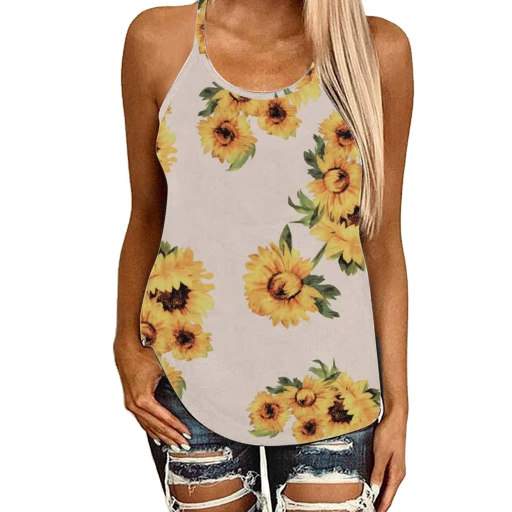 

Sunflower Criss-Cross Open Back Camisole Women Sleeveless Tank Tops Bandages Vest Top Strappy Shirt