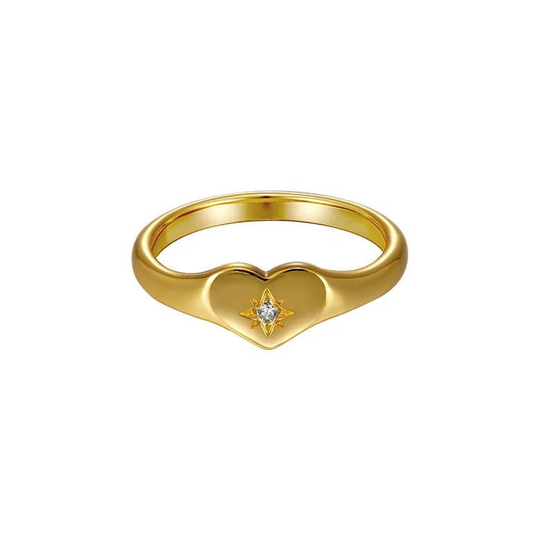 

Eico jewelry vendors Personalized Heart Shaped Zircon Star 14k 18k gold ring Gold Plated Ring For Women open ring