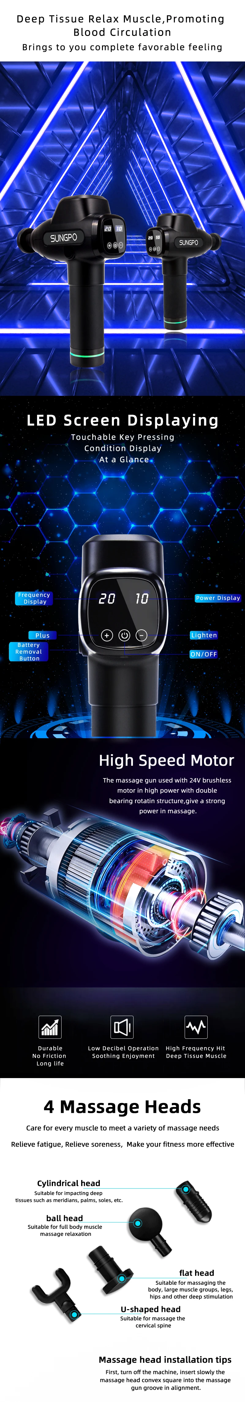 Massage Gun with Wholesale electric impulse  tech multifunctional therapy muscle massage gun tool