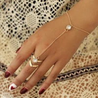 

SinDlan Wholesale Korea Style Punk Finger Ring Bracelet Hand Back Chain Jewelry Conjoined Bracelet