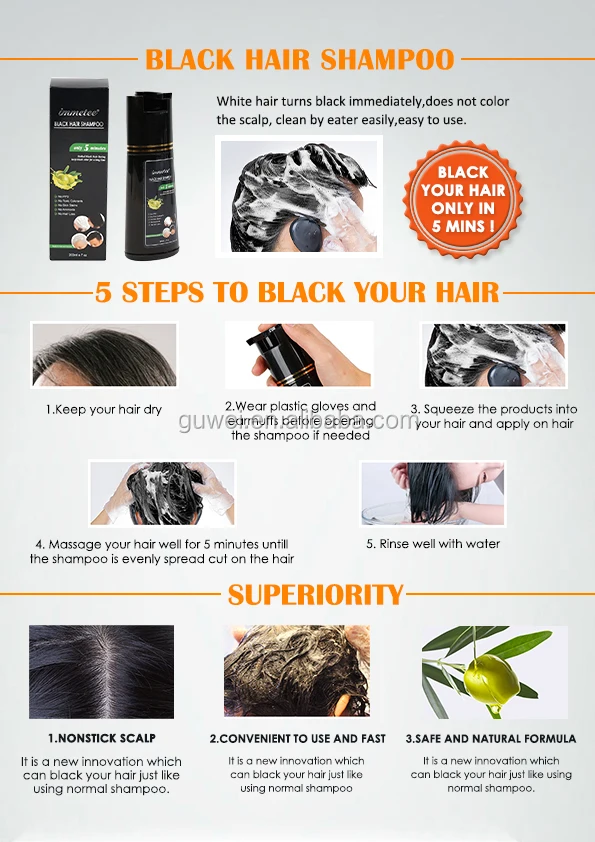 White To Black Hair Dye Shampoo Black Hair Shampoo Magic Wash Black