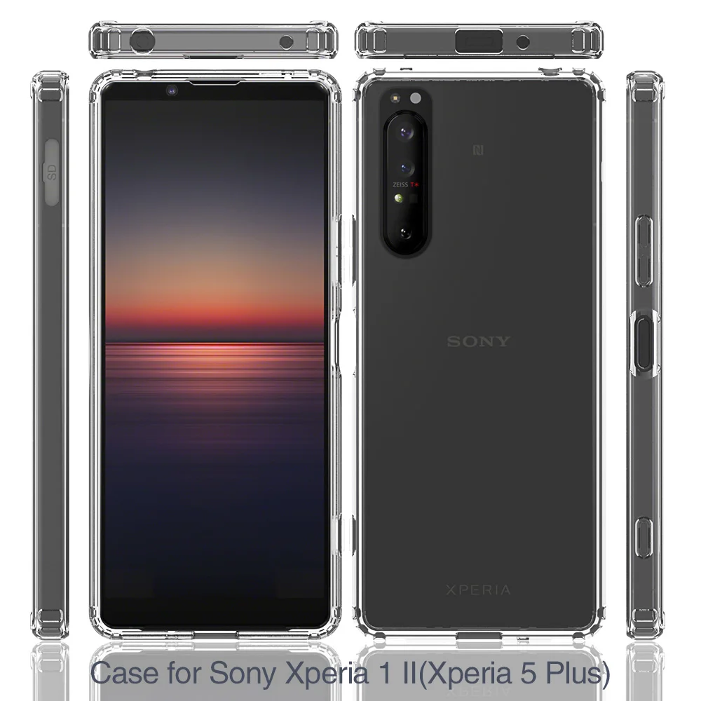 

1.5mm Transparent Air Cushion Bumper Soft Clear TPU Acrylic Case for Sony Xperia 1 II/Xperia 5 Plus