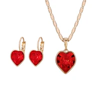 

Set-1 Xuping Crystals from Swarovski Valentine's gift red color crystal 18k gold color heart shaped jewelry