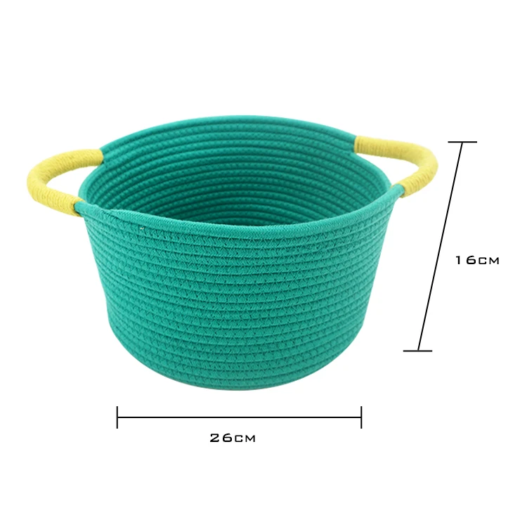 

Soft Durable Multi-function Storage Bin Cotton Rope Fabric Storage Basket For Sundries, Green or customized