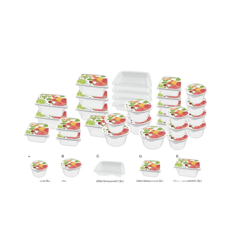 

Microwave Food Storage Bento Lunch Box Plastic Container Set With Pp Lids, Transparent, pattern on the lid can be customized