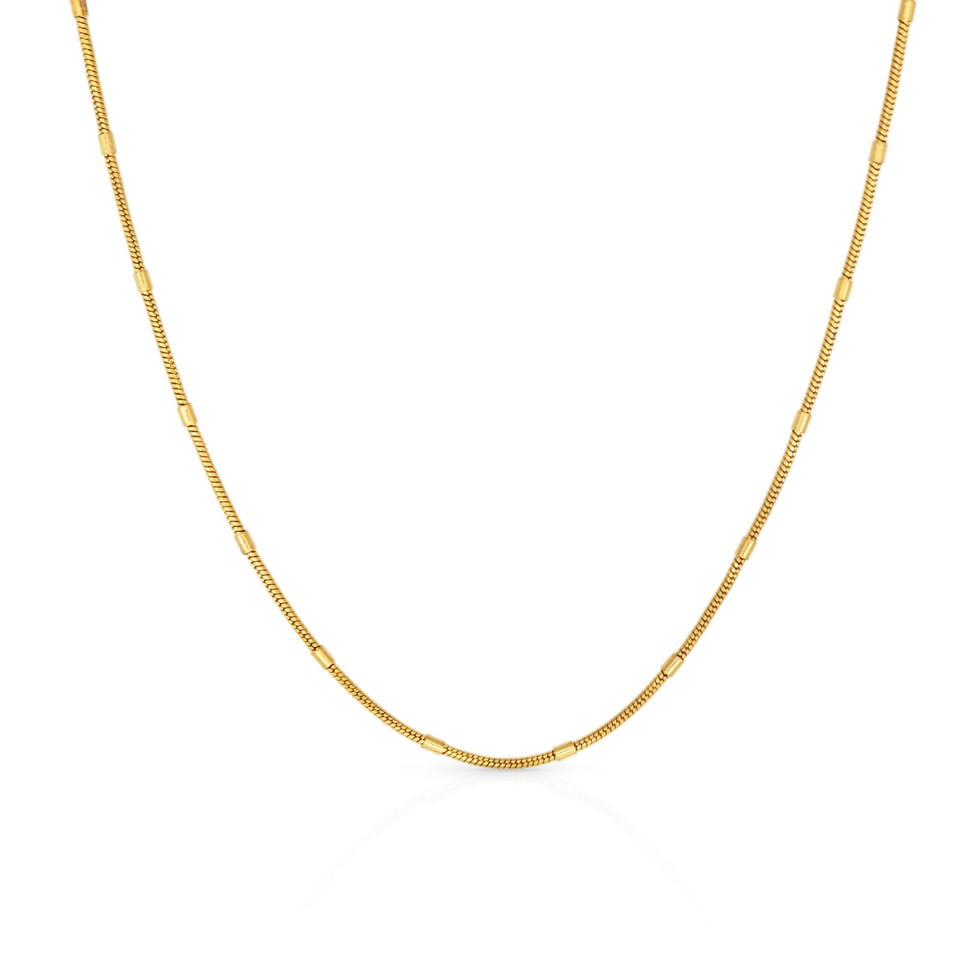 

Chris April minimalist 316L stainless steel PVD plated simple satellite bamboo snake chain choker necklace