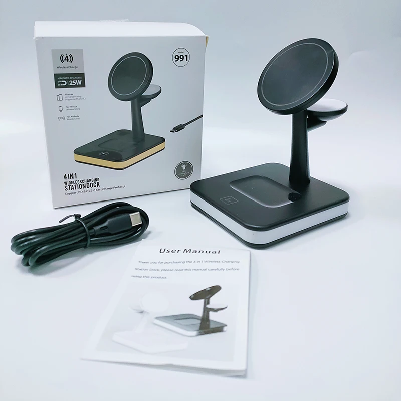 

Magnetic 4 In 1 Mobile Phone Accessories Qi Wireless Charger Fast Charging Stand