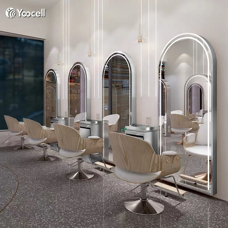 Yoocell Best Selling High Quality Salon Mirror Gold Styling Station