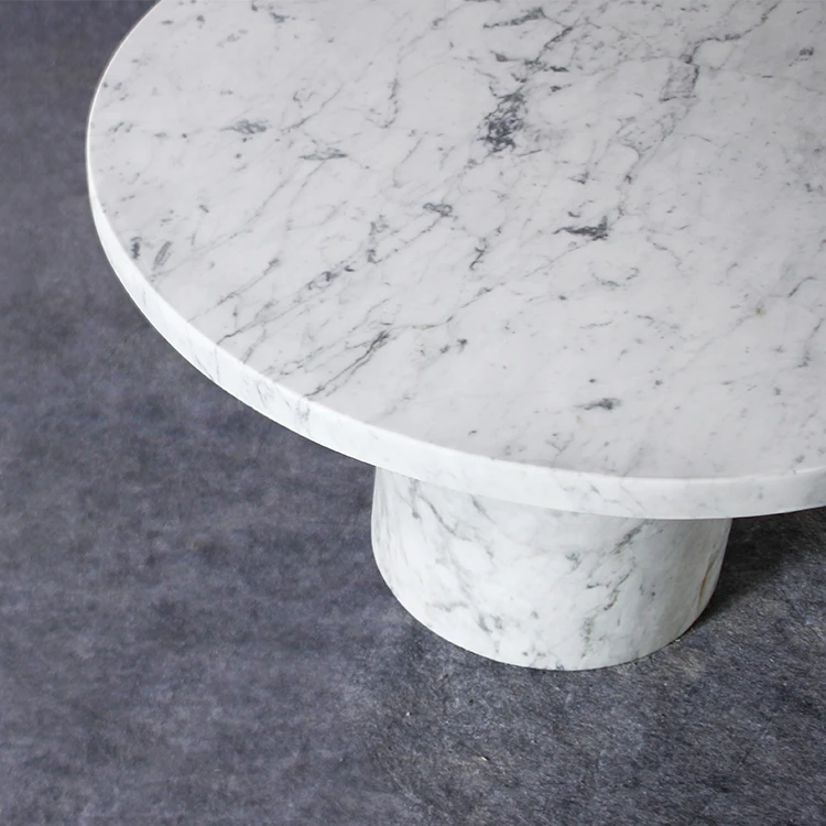定制卡拉拉白色大理石圆形咖啡桌边桌家具