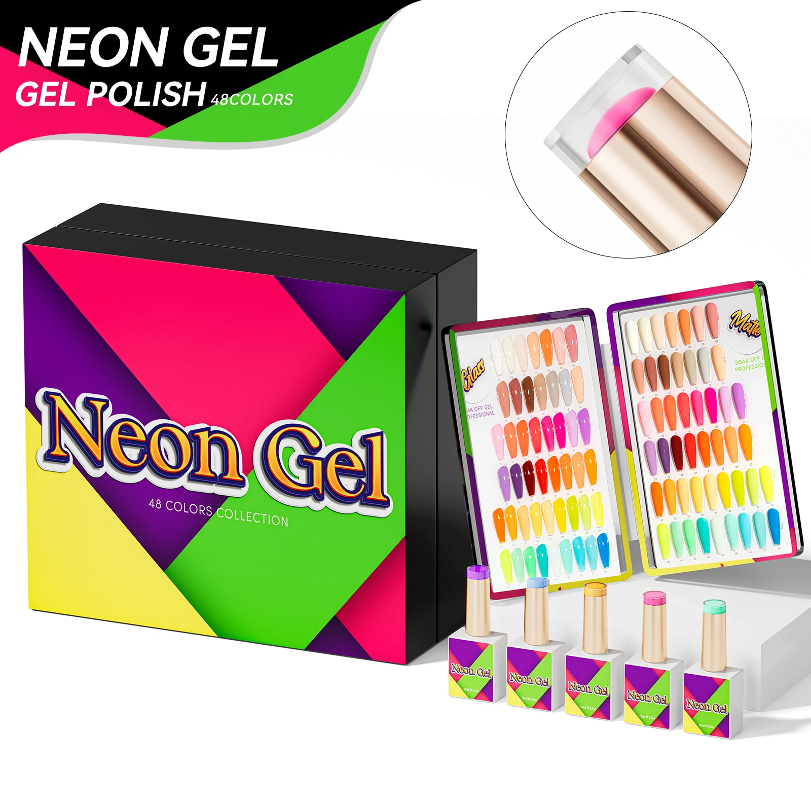 

JTING Neon Gel Nail Polish 48 colors collection with Free Box Soak Off High pigment UV Gel Polish Set Salon Nail Private Lab