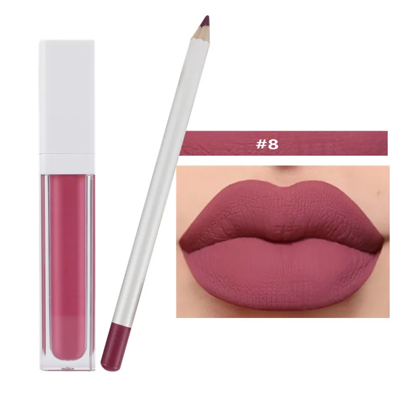 

Custom Logo Matte Lip Set Makeup Lip gloss & Lip liner Private Label Liquid lipstick