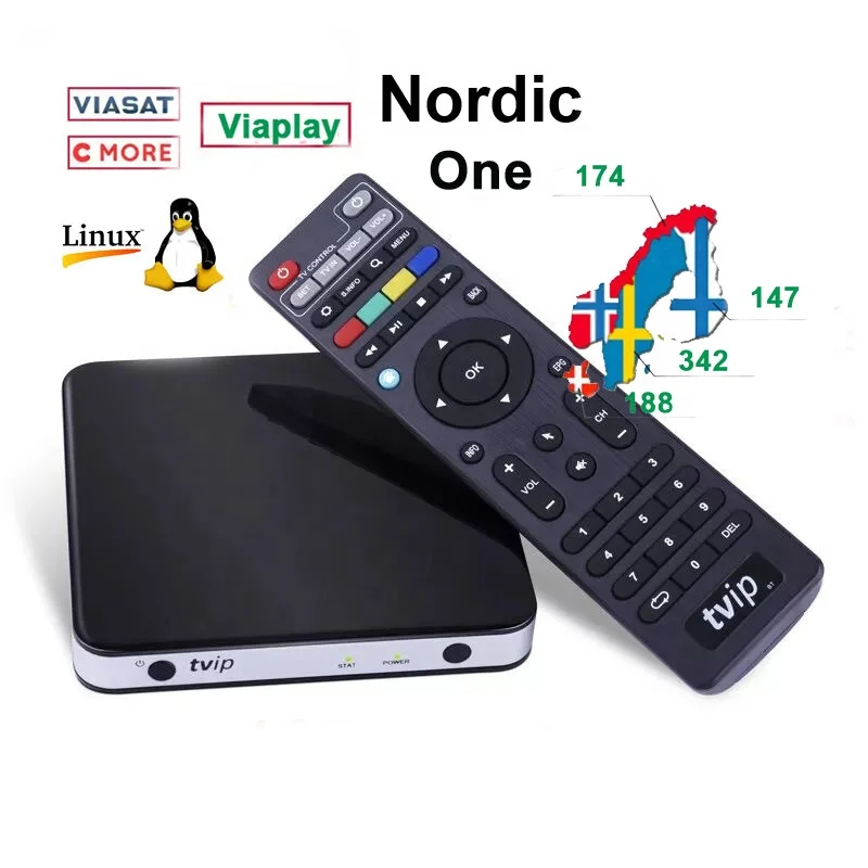 

Best Tvip 605+ Scandinavia Sweden Norway Finland Danmark tv box Android &Linux OS Amlogic S905X WiFi Nordic one Set Top Box
