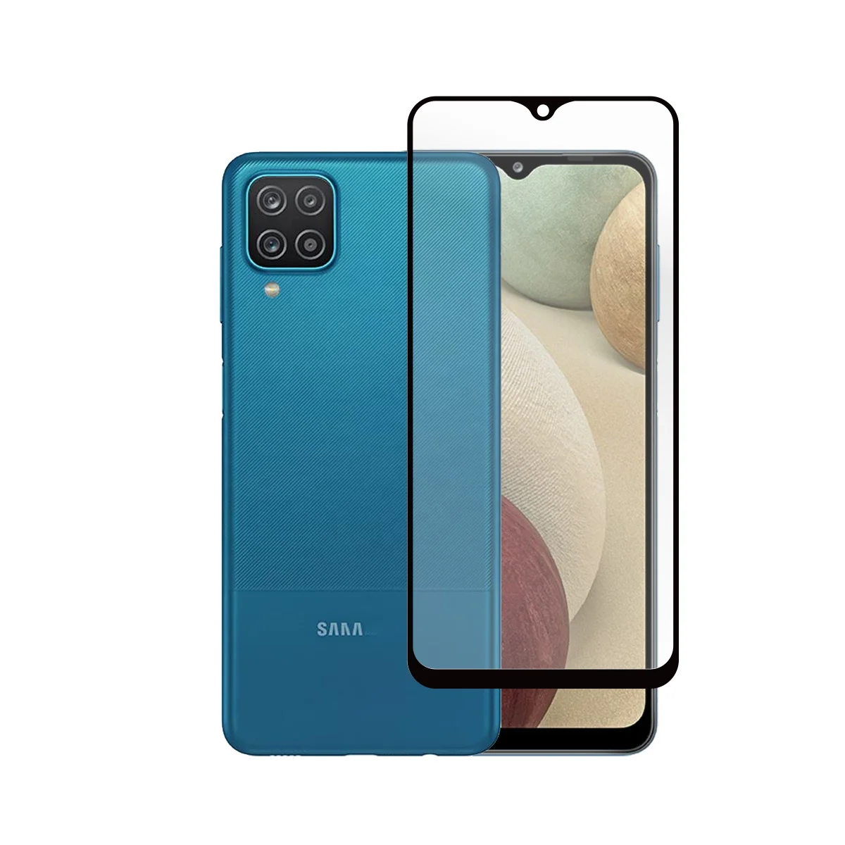 

21D Full Glue Mobile Phone 9H Tempered Glass For Samsung A12 Screen Protector, Black and white