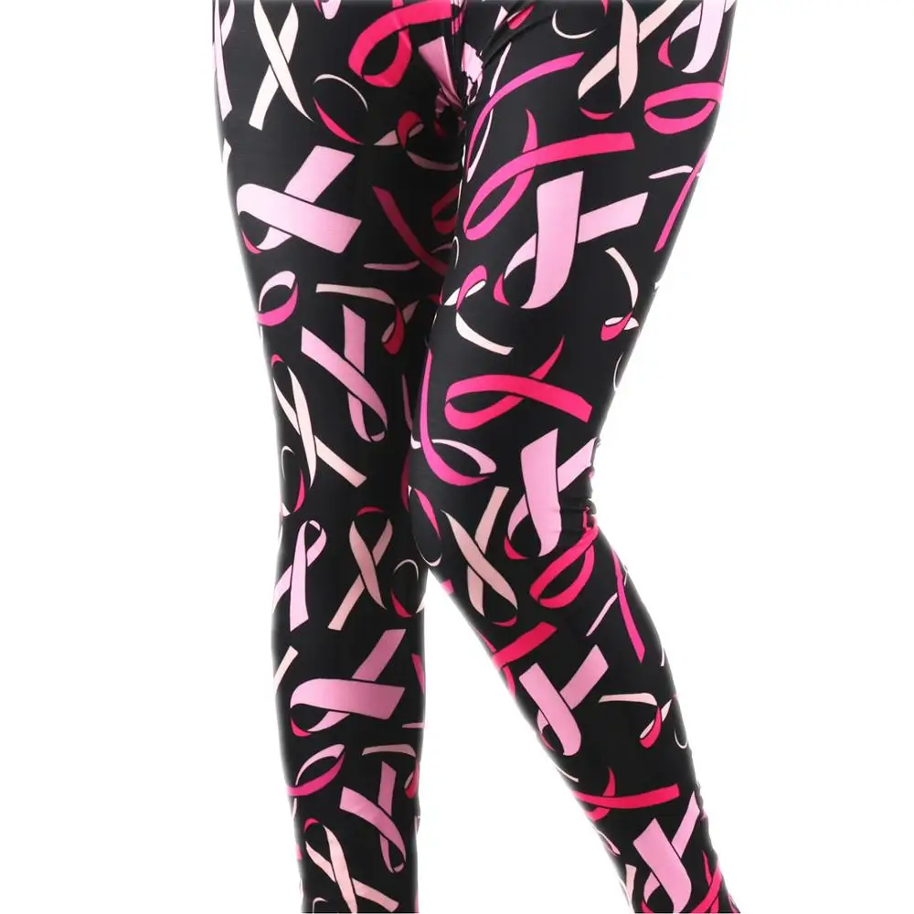 

Custom Design Pink Ribbon Breast Cancer Logo Patterns Women Pants Super Soft Buttery Quality Fashion Lady High Waist Leggings