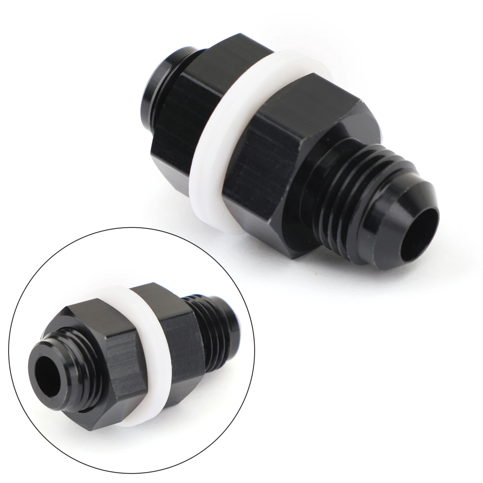 

Areyourshop 6 AN  Flare Fuel Cell Bulkhead Fitting With Washer Black