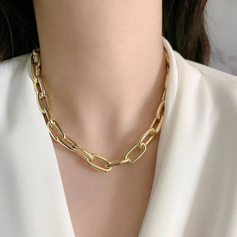 

XIXIA New Style 2021 Popular Brass Real Gold Plated Simple Fashionable Female clavicle choker Clavicle Necklace