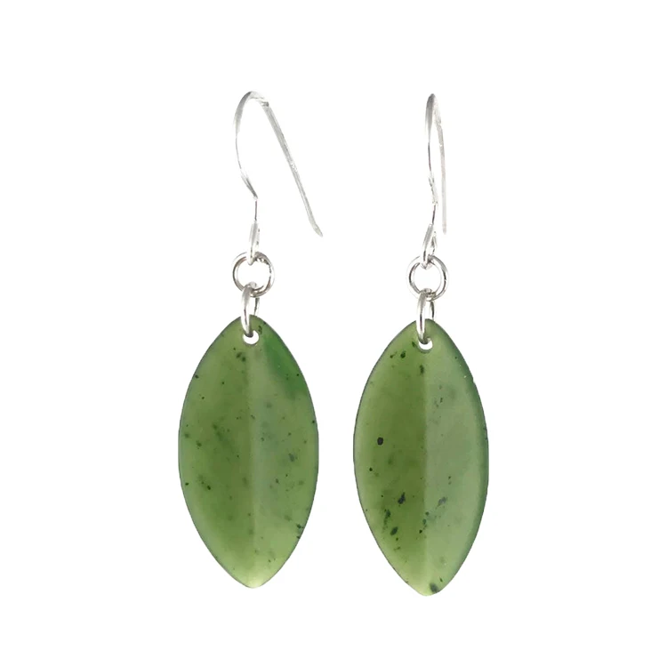 

PANGEM genuine Canada Nephrite Jade green gemstone tear drop/leaf/circle solid sterling 925 silver earrings