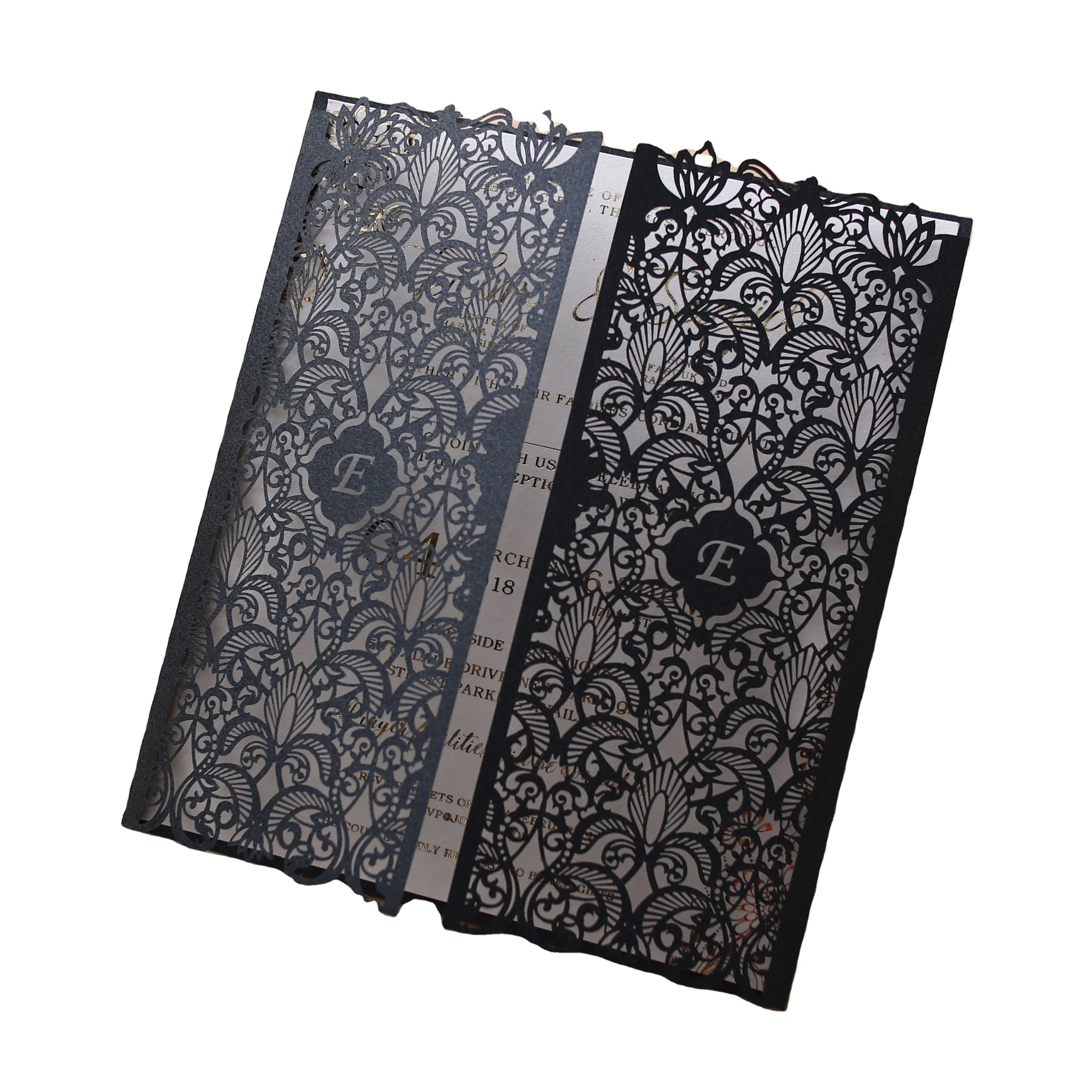 

New Design black Paper Laser Cut Wedding Invitation Cards and Bride Shower greeting cards