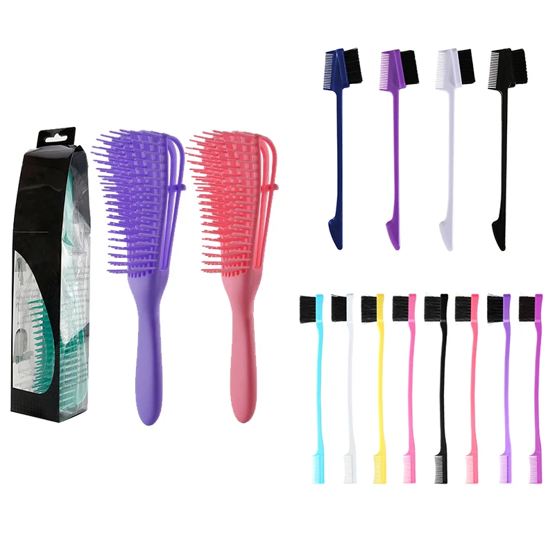 

Double edge side eyebrush high quality Eight Rows Octopus comb Spare Ribs air fast dry hair Comb sets