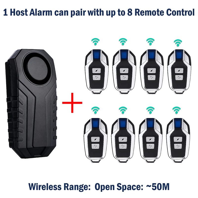 
Super Loud 113DB Wireless Bicycle Motorcycle Alarm Waterproof IP55 Anti-theft Bike Alarm with Remote for Bike Motor Security 