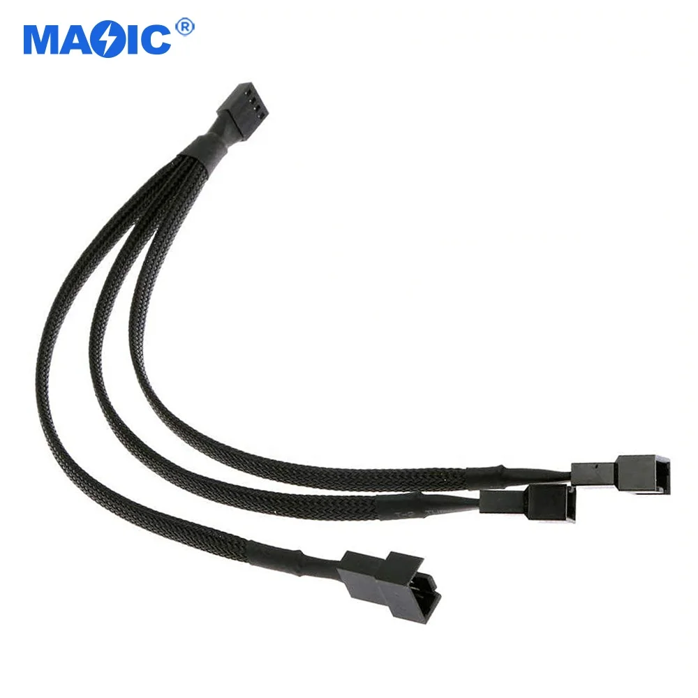 

Computer PC 4 Pin Fan Extension Power Cable 1 to 3 Converter PWM Fan Splitter Adapter Cable Sleeved Braided Y Splitter