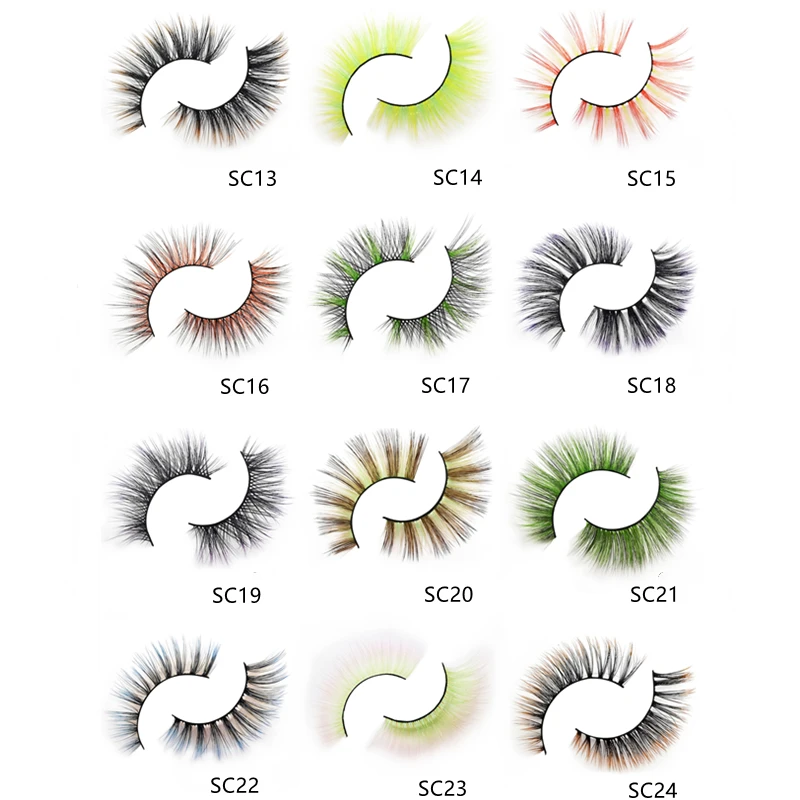 

Sunday Eyelash Vendor New Design Color Mink Eyelashes With Faux Mink Colored Eyelashes