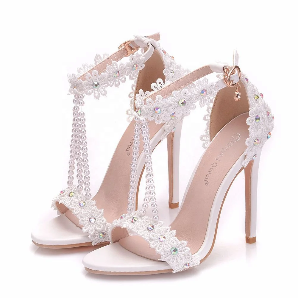 

2020 Female Thin High Heel Lace Wedding Shoes For Bride Women Party Shoes, As picture