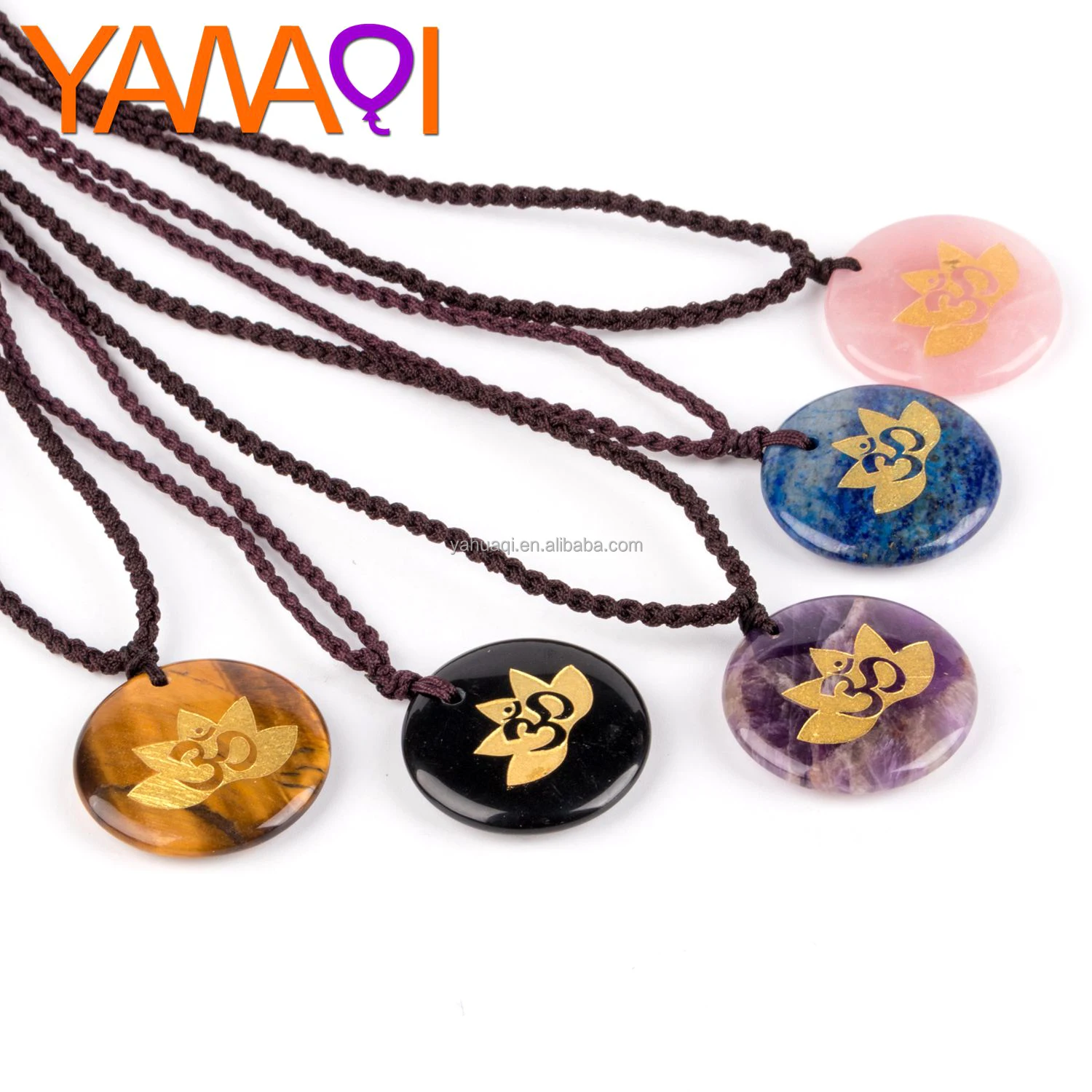 

2021 Hot sale 7 chakra stones pendant natural crystals healing stones crown chakras jewelry round necklaces