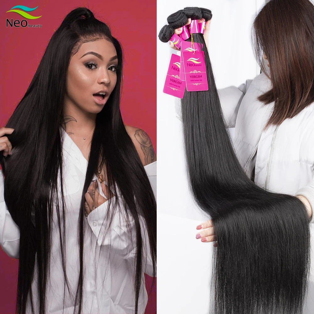 

Neobeauty 8-28 30 32 34 36 38 40 inch Straight Hair Bundles Hair Vendor 100g/pcs Brazilian Hair Can Be Dyed to #27 Free Shipping, Natural black & natural brown