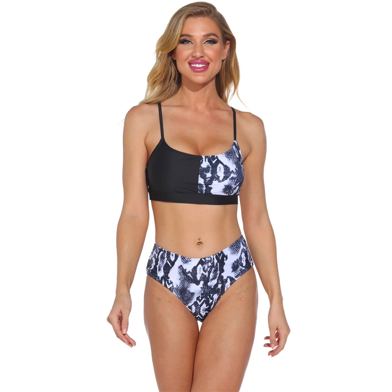 

Female Sport Bathing Suit Sanke Skin Print Two Piece Swimsuit Push Up Triangle Bikini 2021 Mujer bathers Sexy Beach Swimwear
