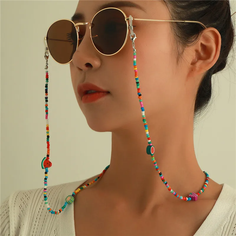 

Gattara Multi-element fruit shape rice bead glasses chain women fashion colorful non-slip lanyard sunglasses chains, As pic