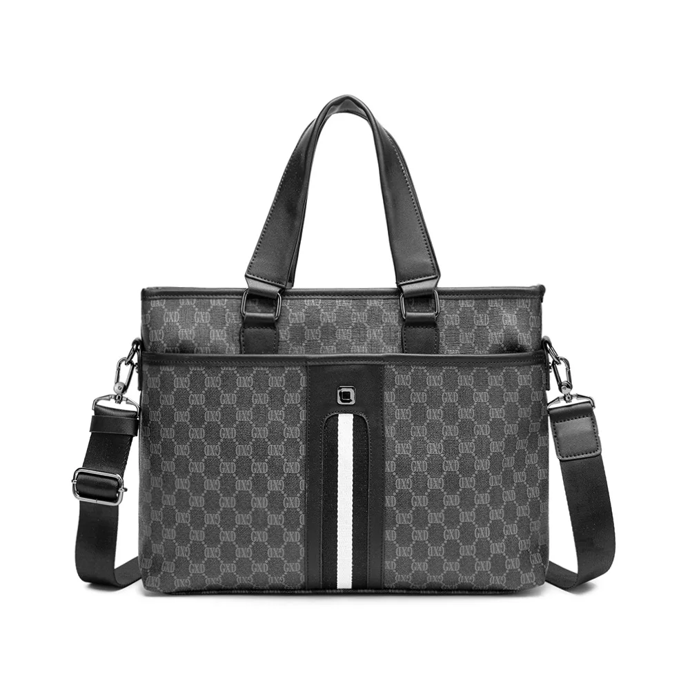 

New Wholesale Fashion Men Designer Leather Handbgs Male Business Travel Brifcases Laptop Men's Shoulder Bag, Black