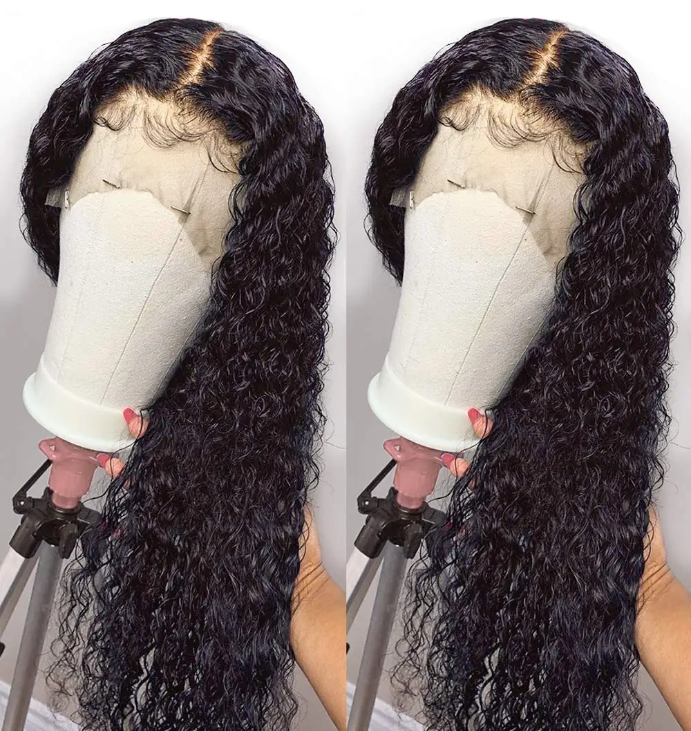 

Water Wave Human Wig Pre Pluck Lace Front 8-38 Inch Wigs Human Hair Frontal Wig Transparent Curly Addictive Brazilian Swiss Lace