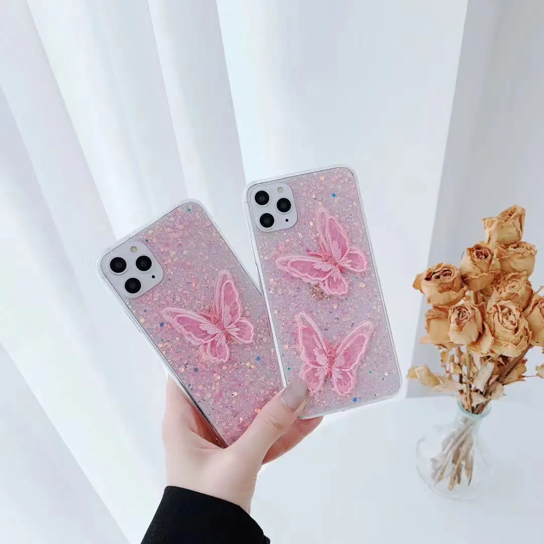 

Fashion 3D Lace butterfly with glitter Cell Phone Case for iPhone 11 Pro