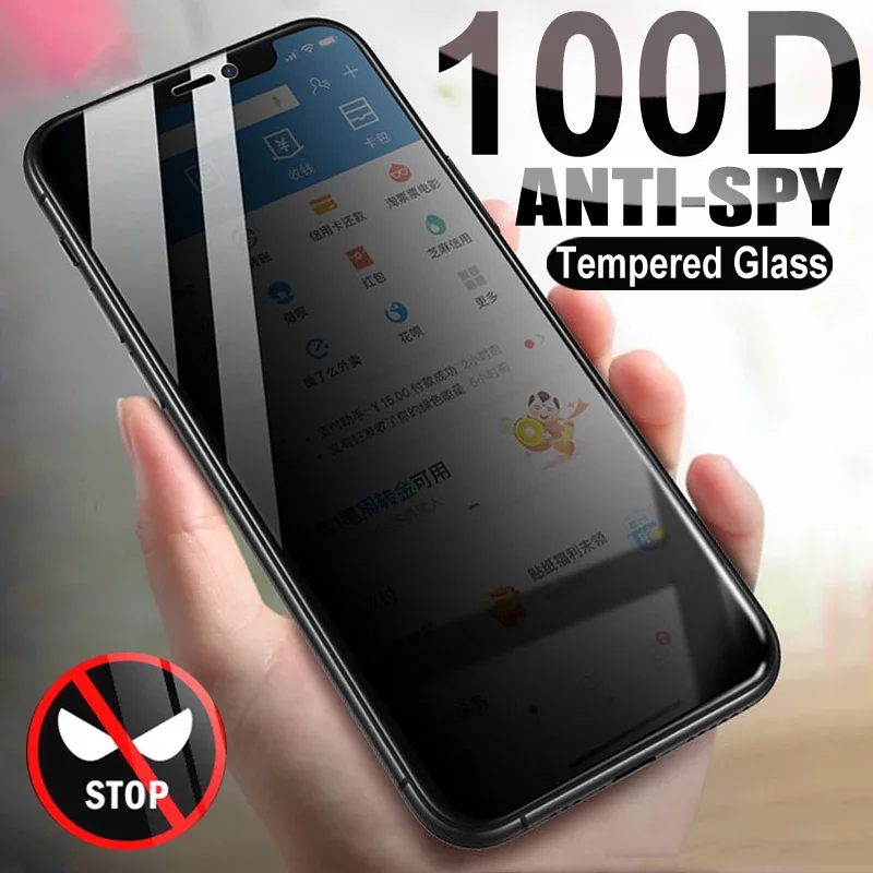 

100D Anti Spy Tempered Glass For iPhone 12 11 Pro XS Max X XR Privacy Screen protector iPhone 7 8 7/8 Plus 2020 Glass