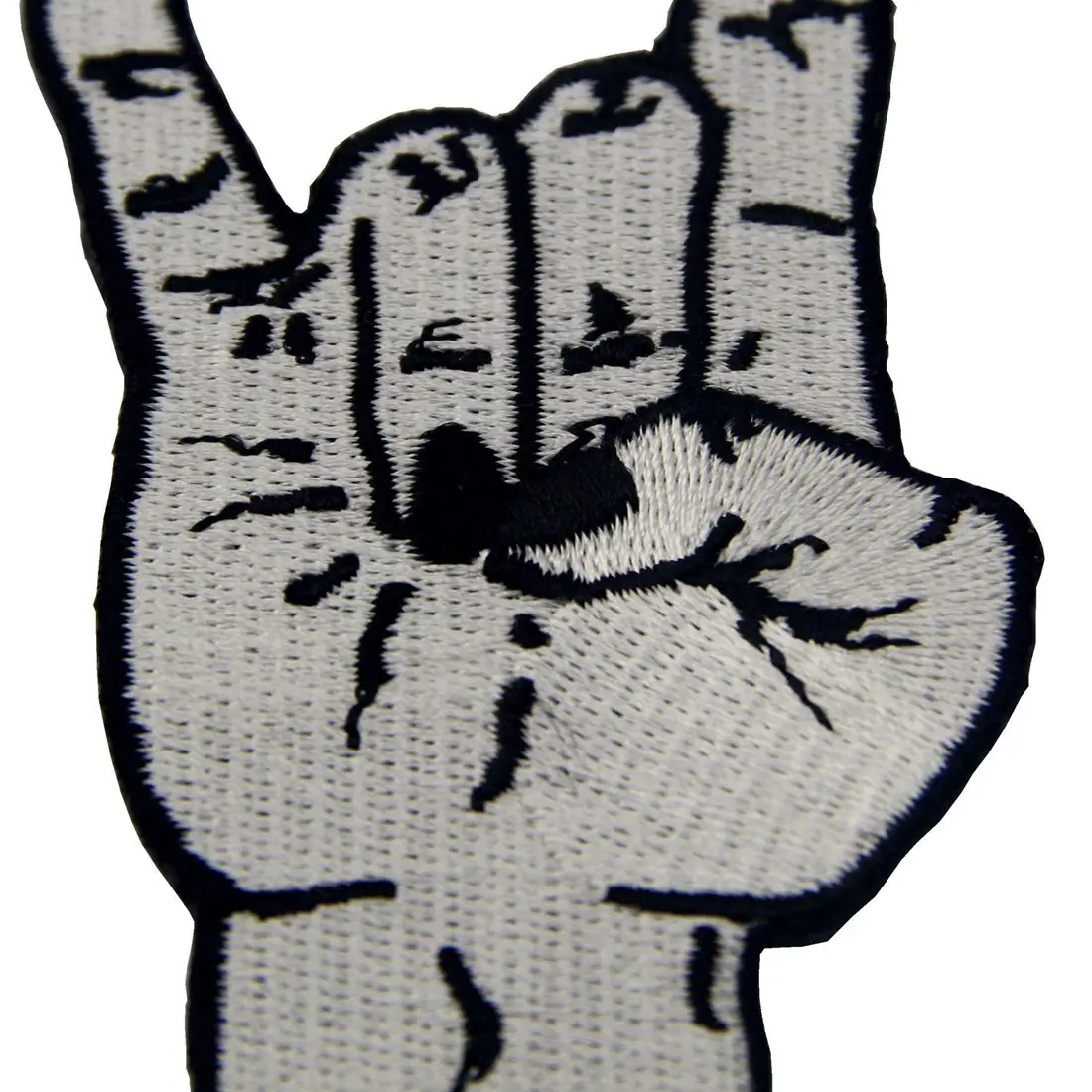 

Rock N Roll Symbol Punk Sew on Patch Iron Embroidered Music Applique Rock Hand, 9 colors