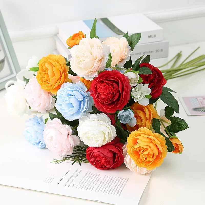 

SN-PY01 Home Wedding Decor Manufacturer European 3 Head Single Stem Peonies decorative peony artificial flowers