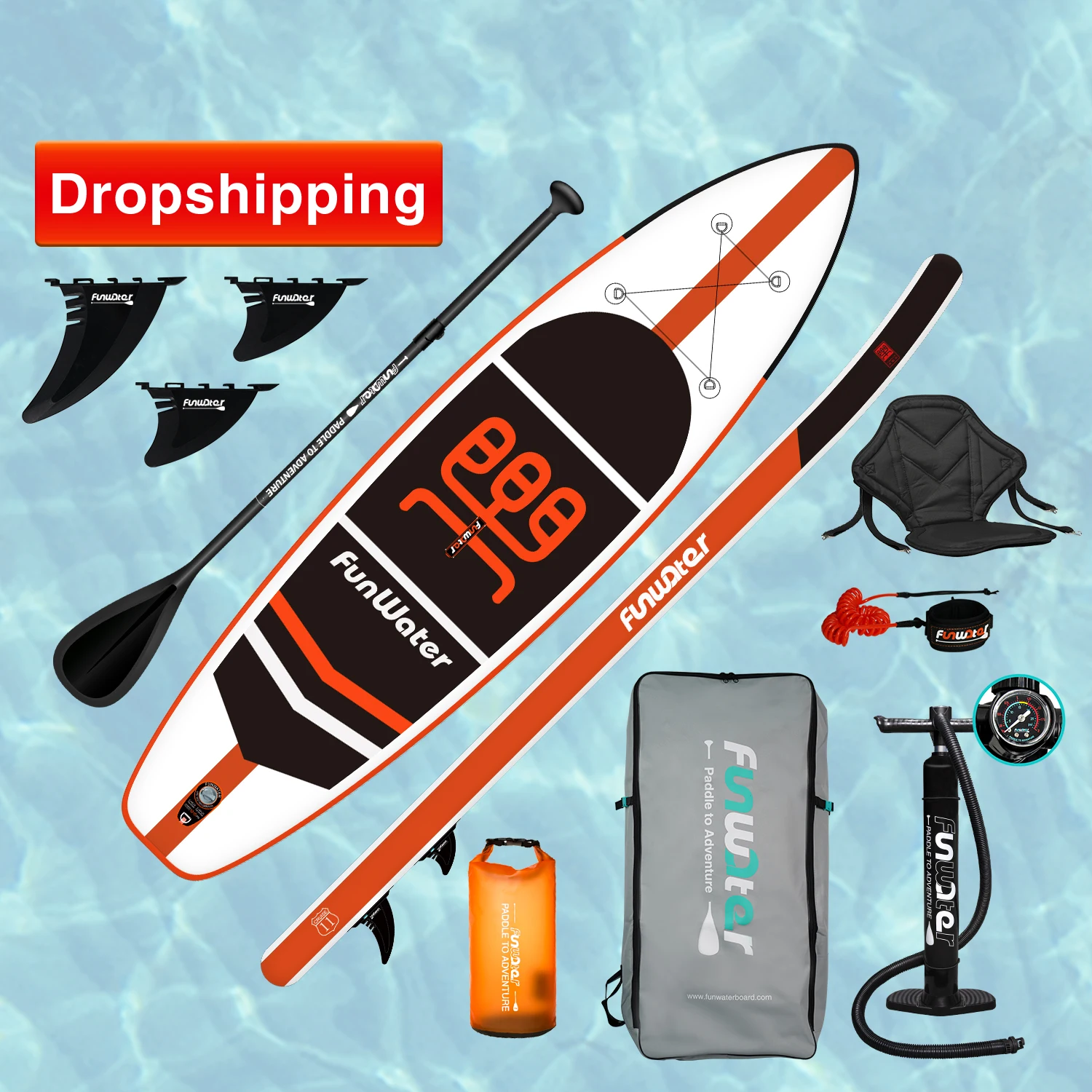 

FUNWATER Dropshipping OEM CE 11' High Quality Inflatable ISUP Surf SUP Stand Up Paddle Board Soft Board Paddlesurf Surfboard