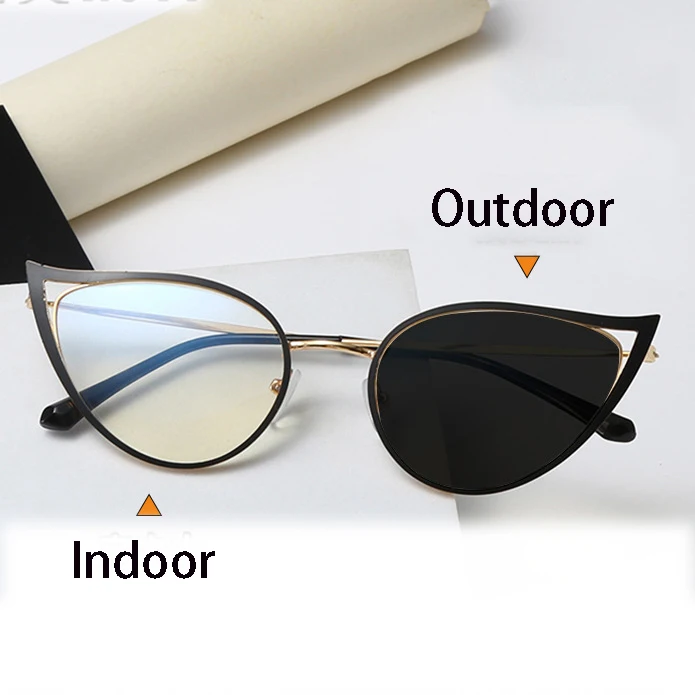 

7890 New Anti-Blue Light Glasses Metal Retro Glasses Frame Personalized Sexy Cat Eye Photochromic Glasses Frame