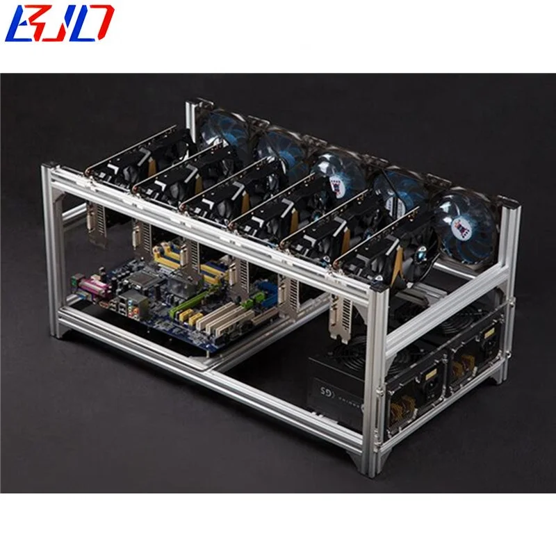 

6GPU Aluminum Open Air Rig Frame 6GPU Mining Rig Case and Rack in stock, Silver