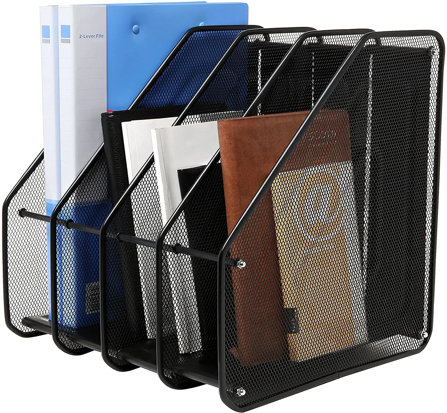 

Black Carpeta Escuela Desktop Sorter Document Folder Bin Storage 4 Compartment Metal Organizer File Holder For Office Home