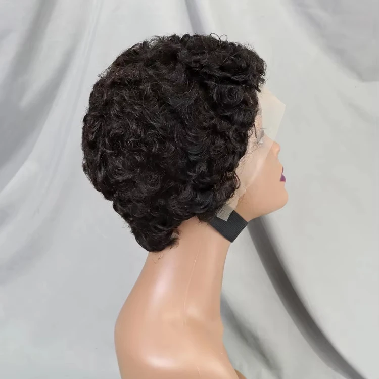 Versatile Styling Short Bob Water Curly Pixie Cut Human Hair Lace Front Wig High Density 13x4 Lace Frontal Bob Wig